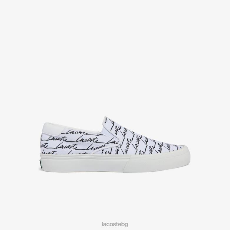 Жени Lacoste бяло и почти бяло панталон с щампа на платно за скок обувки XTV622707