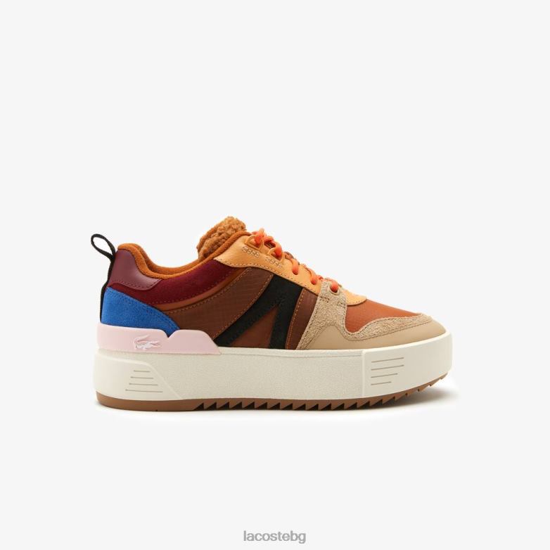 Жени Lacoste кафяво/розово l002 зимни кожени обувки за открито обувки XTV622729