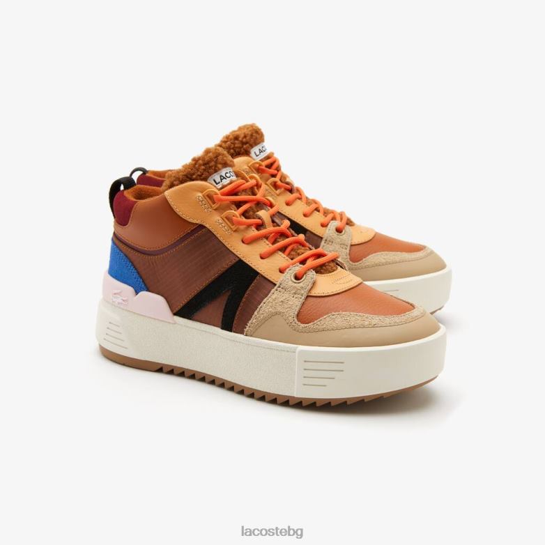 Жени Lacoste кафяво/розово l002 зимни средни кожени обувки за открито обувки XTV622738