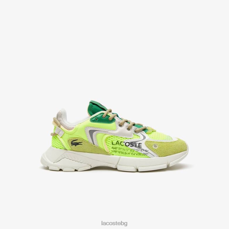 Жени Lacoste жълто и почти бяло l003 нео текстилни кецове обувки XTV622680