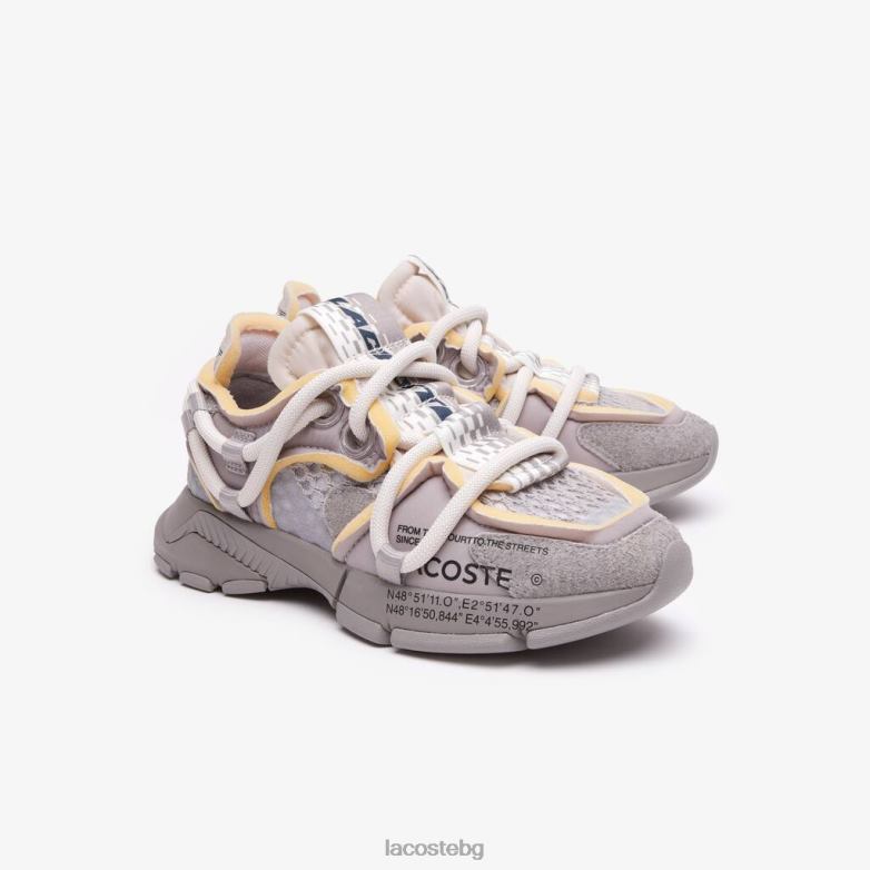 Жени Lacoste сиво/бяло l003 активни текстилни маратонки за писта обувки XTV622692