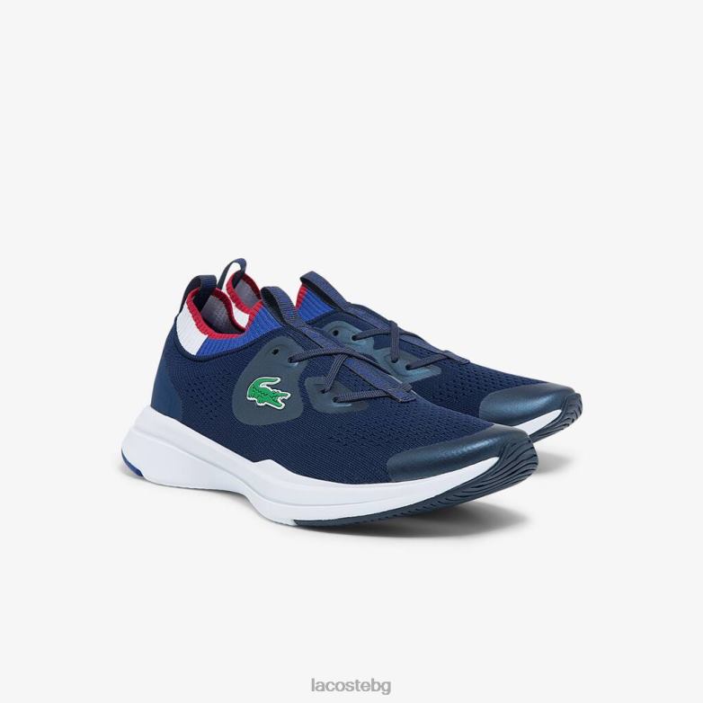 Жени Lacoste морско синьо и бяло run spin плетени маратонки от текстил обувки XTV622742
