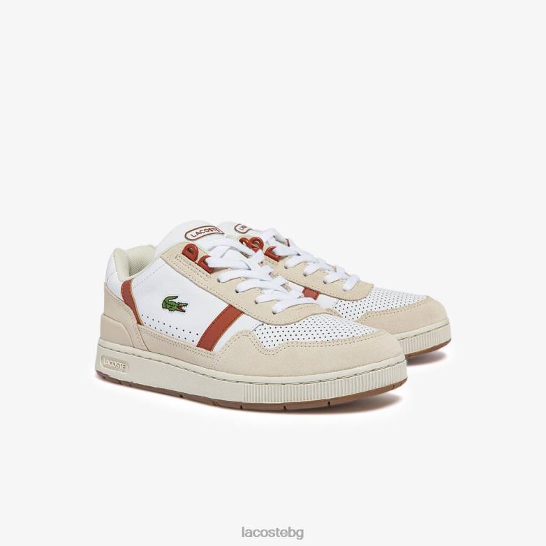 Жени Lacoste бяло и кафяво маратонки t-clip roland-garros обувки XTV622746