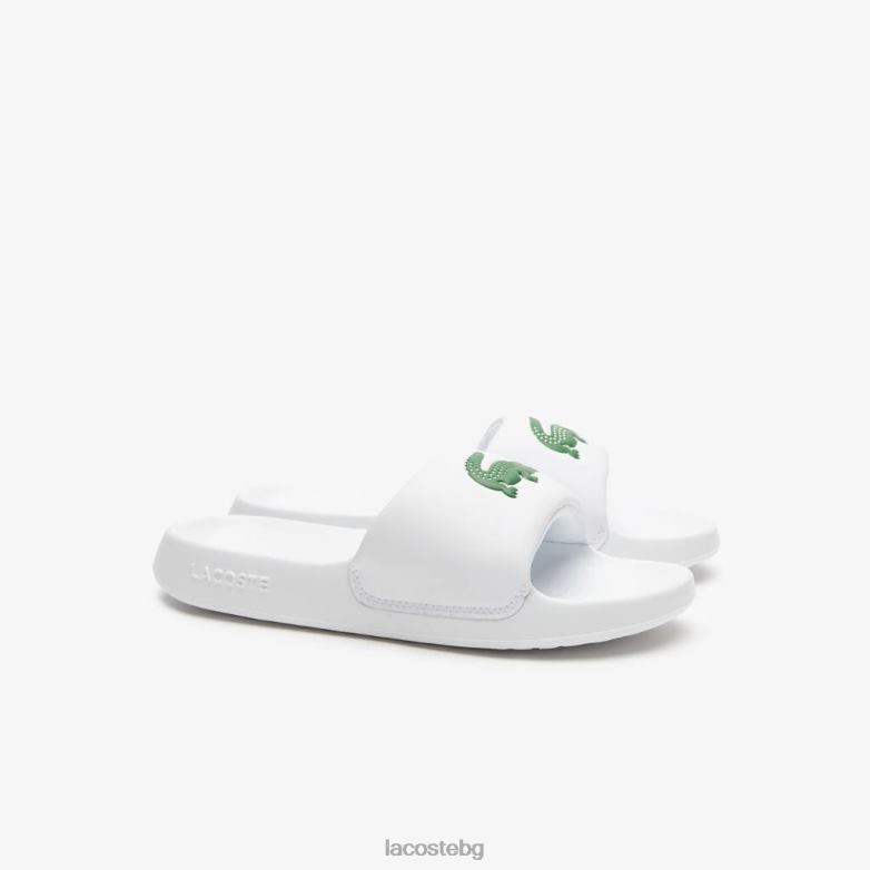 Жени Lacoste бяло/зелено croco 1.0 синтетични слайдове обувки XTV622685