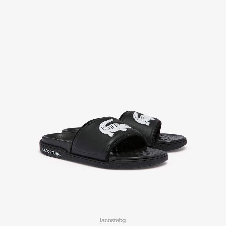 Жени Lacoste Черно бяла croco dualiste синтетични каишки с лого обувки XTV622699