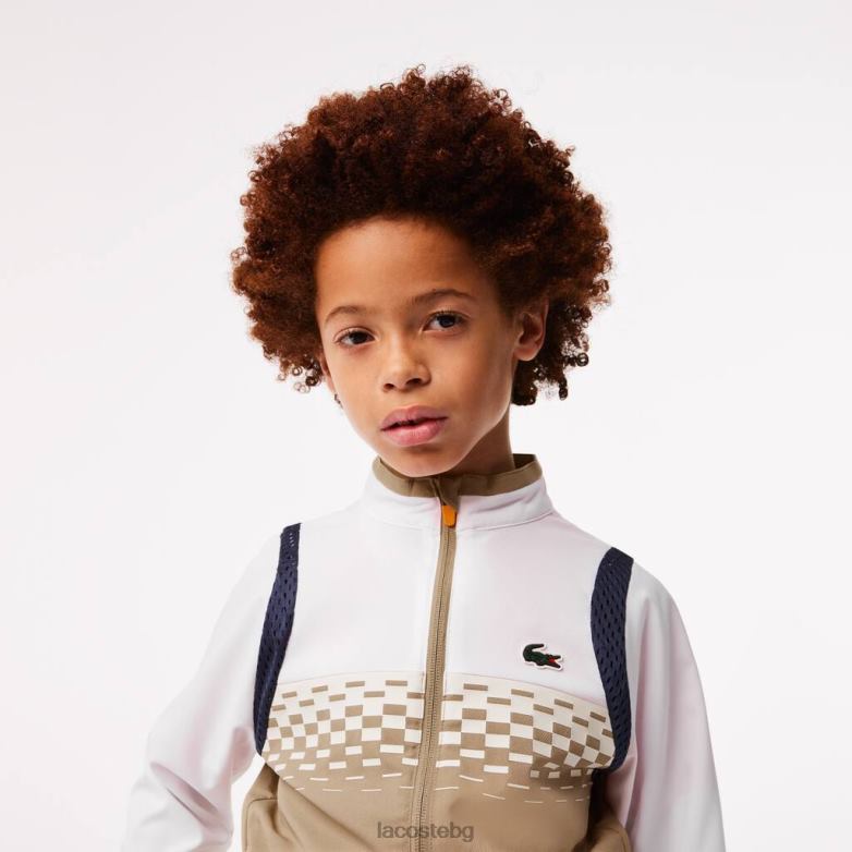 деца Lacoste бяло/бежово/бяло/синьо/оранжево комплект за джогинг тенис х даниил медведев облекло XTV623042