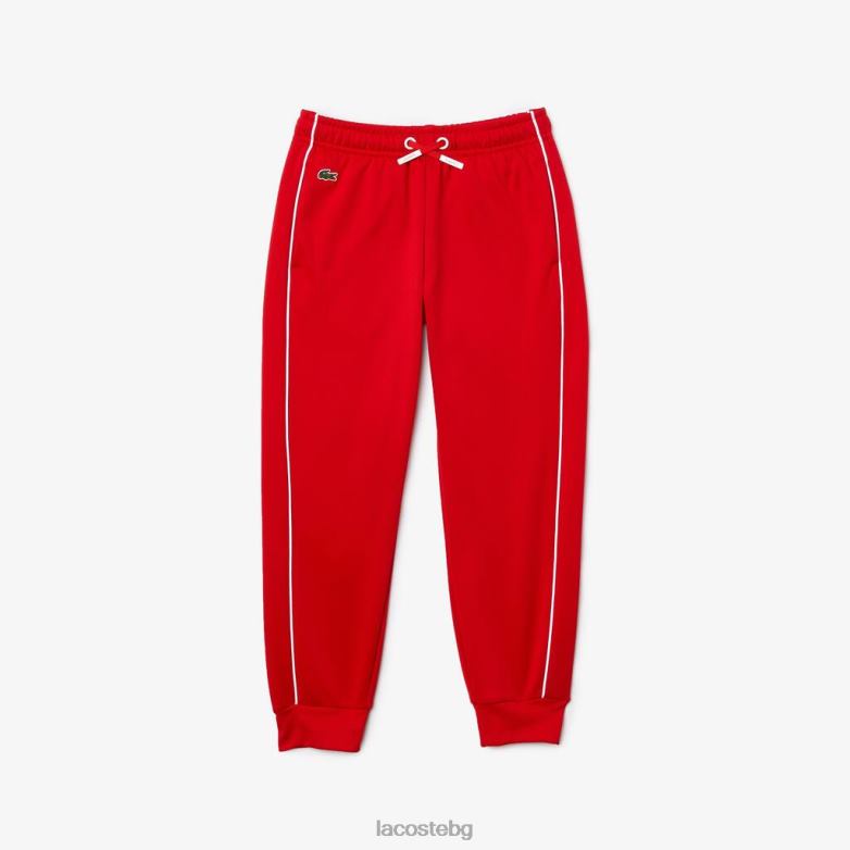 деца Lacoste червено/бяло панталони за джогинг от полар облекло XTV623229