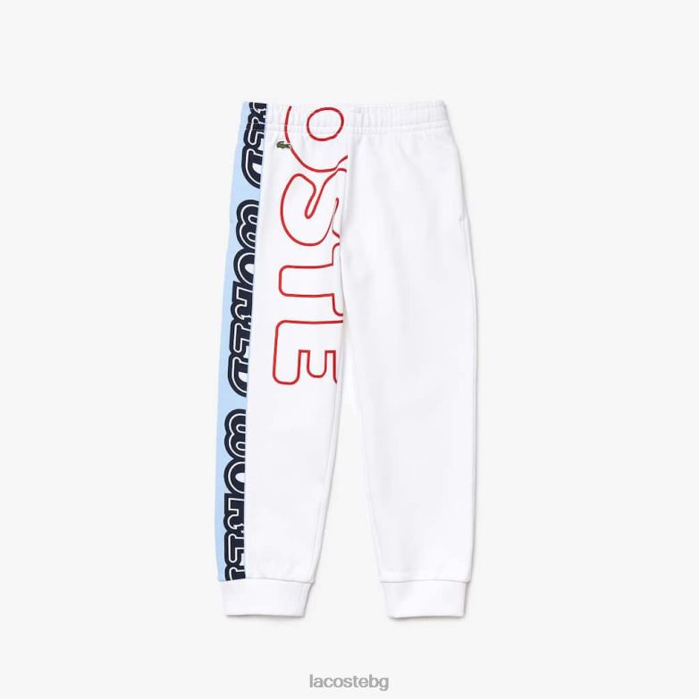 деца Lacoste бяло маркови панталони за джогинг от памук облекло XTV623246