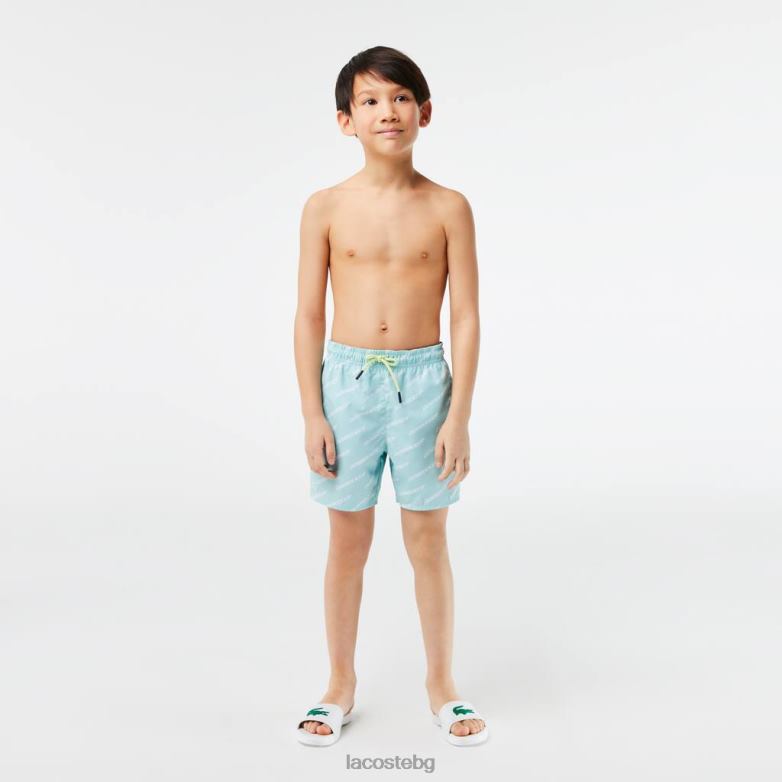 деца Lacoste мента щамповани рециклирани полиестерни бански гащи облекло XTV623108