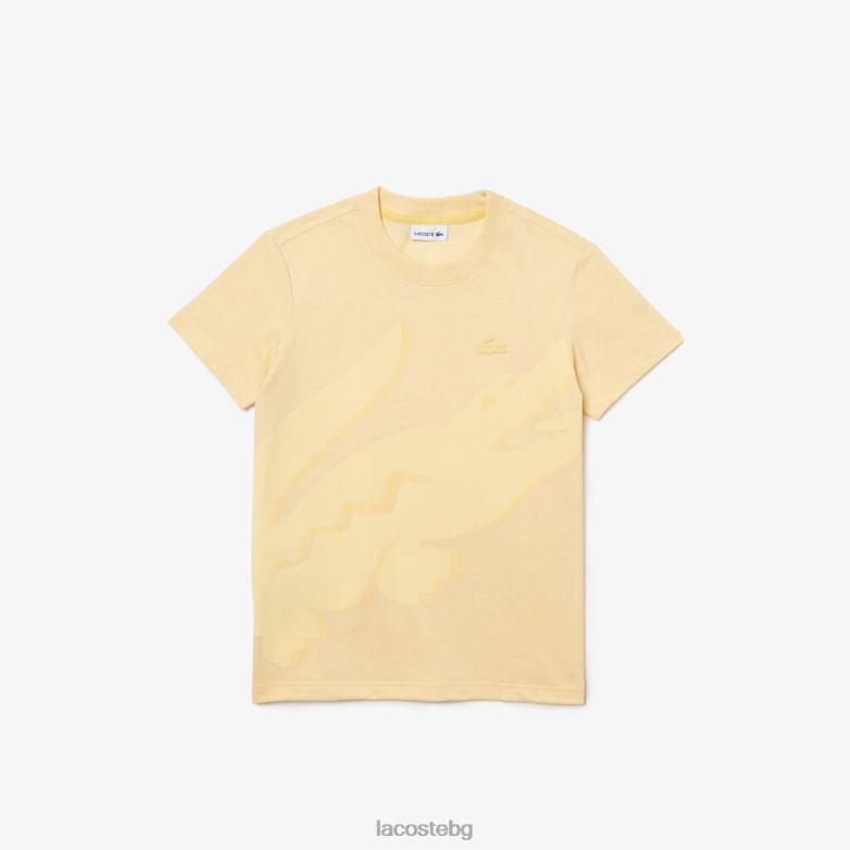деца Lacoste жълто пике тениска от органичен памук облекло XTV623142