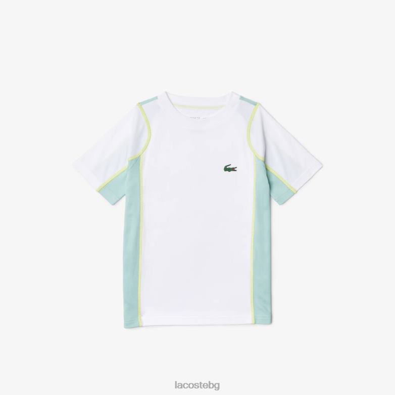 деца Lacoste бяло/светло зелено/жълто пике тениска colorblock тениска облекло XTV623008