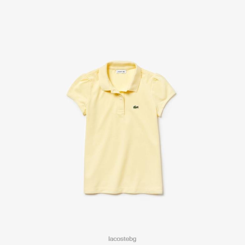 деца Lacoste жълто мини пике поло с назъбена яка облекло XTV622949