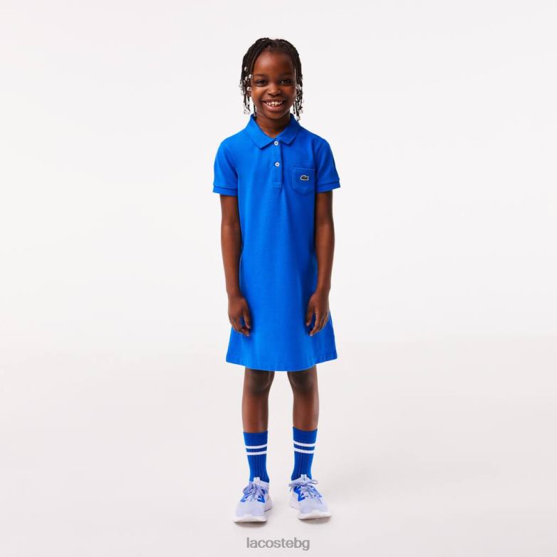 деца Lacoste син памучна поло рокля облекло XTV623084