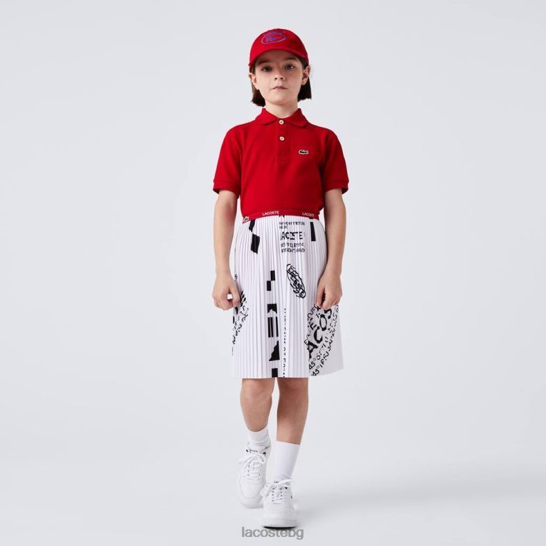 деца Lacoste бяло плисирана пола от трико облекло XTV623291
