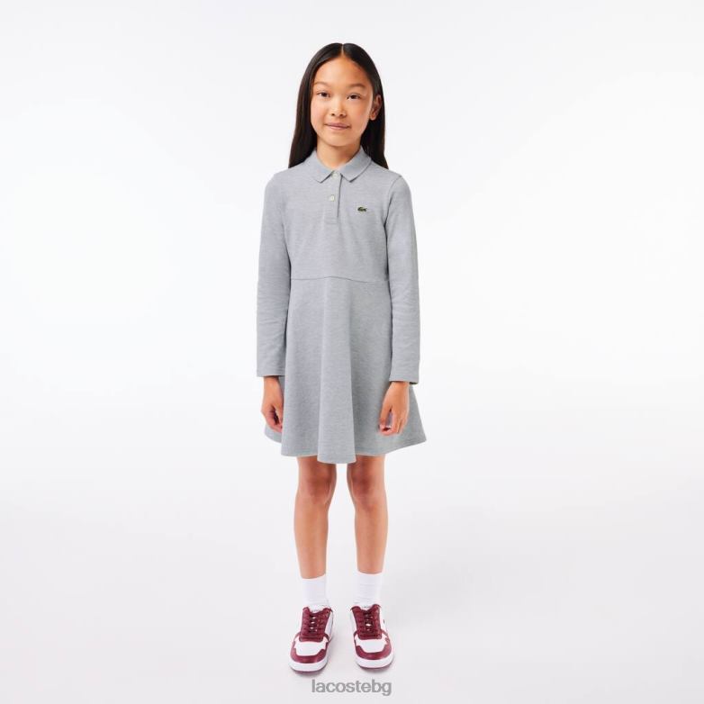 деца Lacoste сив chine пике поло рокля облекло XTV623282