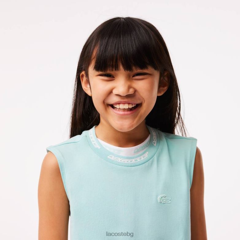 деца Lacoste мента тениска без ръкави от памучно трико облекло XTV623016