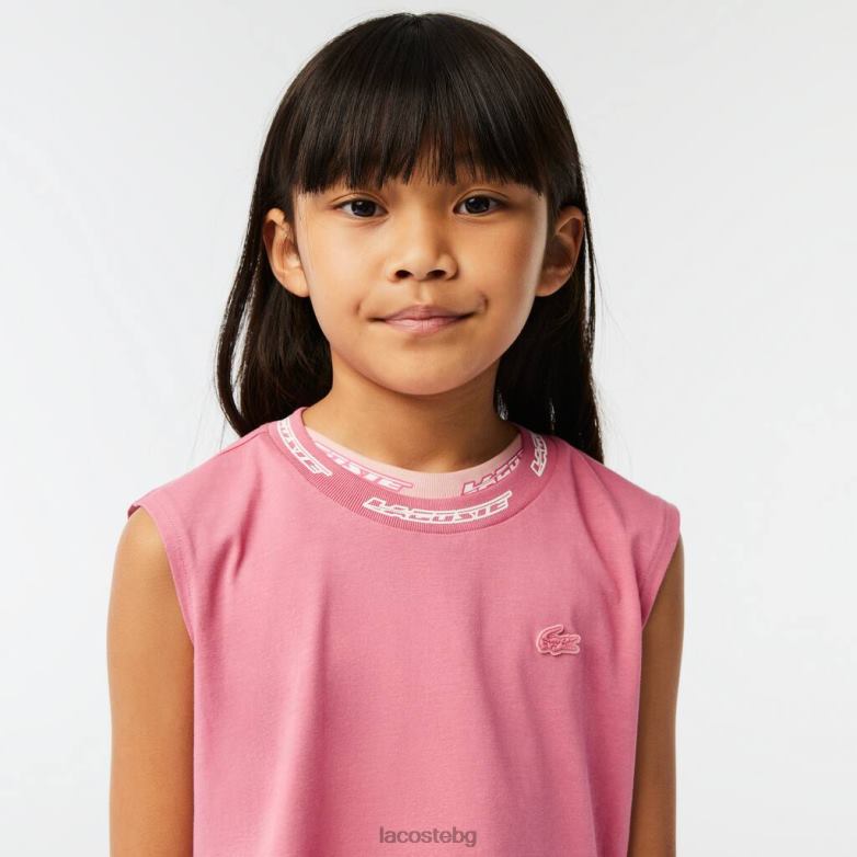деца Lacoste розово тениска без ръкави от памучно трико облекло XTV623017