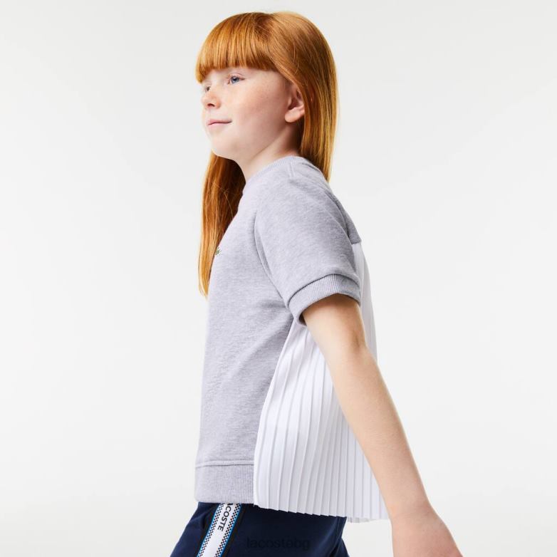 деца Lacoste сив chine памучна тениска с плисиран гръб облекло XTV623156
