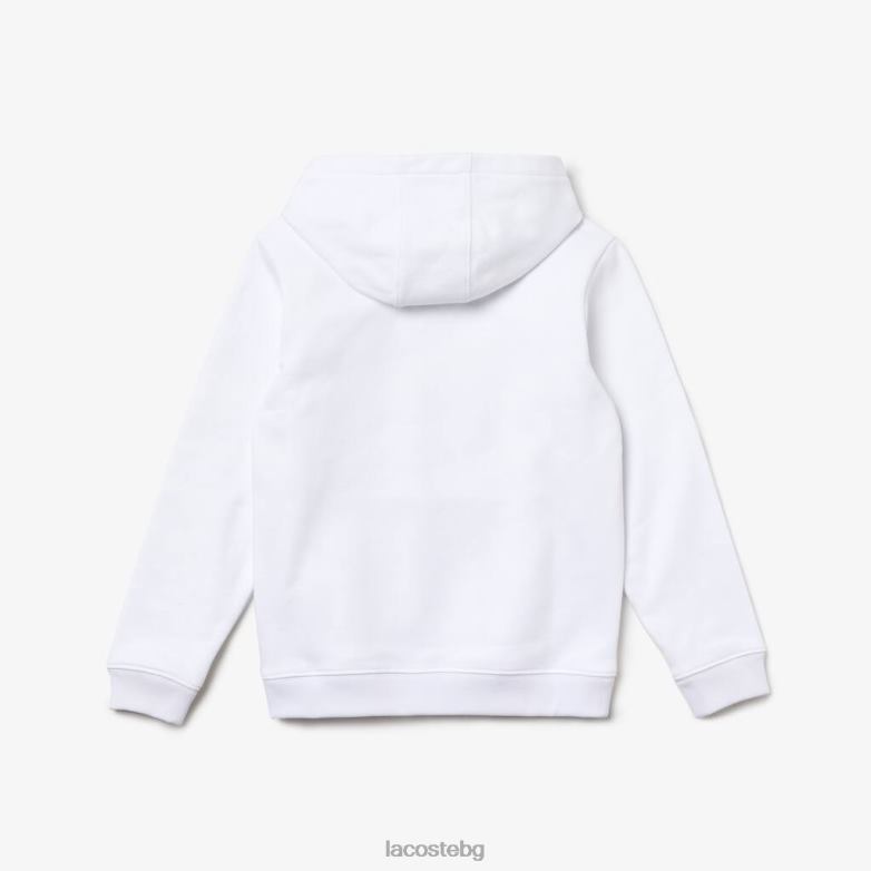 деца Lacoste бяло крокодилска памучна качулка облекло XTV623202