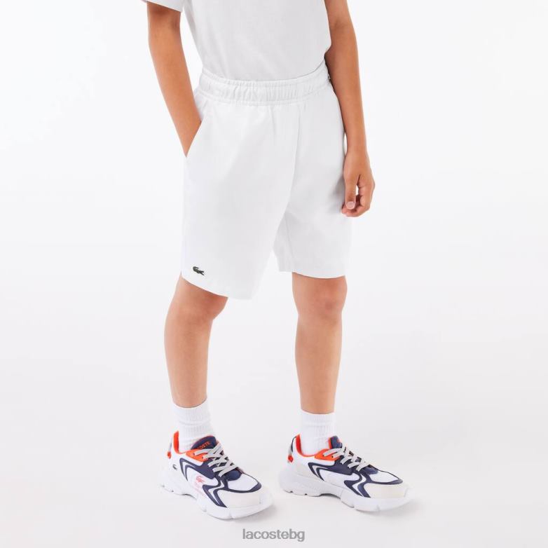 деца Lacoste бяло спортни диамантени шорти облекло XTV623074