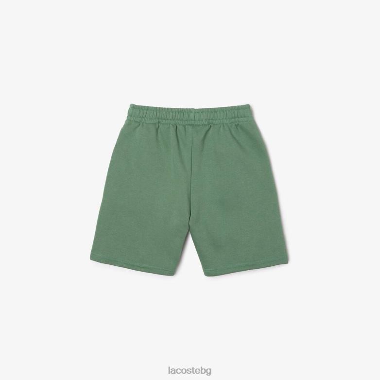 деца Lacoste каки зелено къси панталони от полиран органичен памук облекло XTV623098