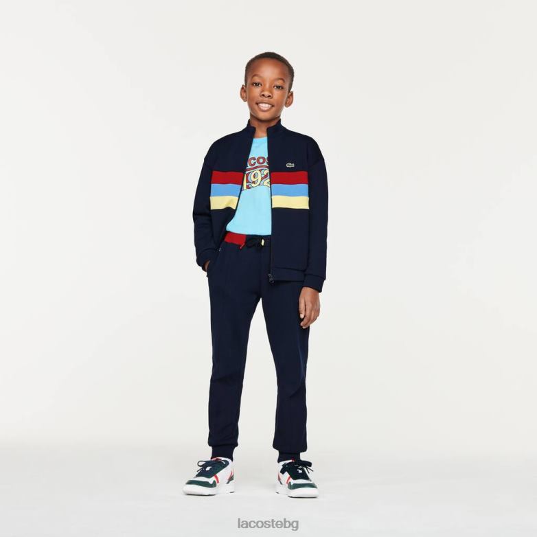 деца Lacoste тъмносин цветни поларени панталони за джогинг облекло XTV623266