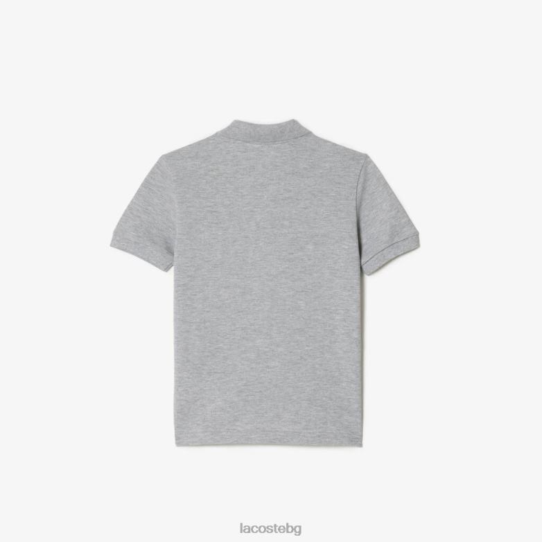 деца Lacoste сив chine поло с контрастен принт от органичен памук облекло XTV623035
