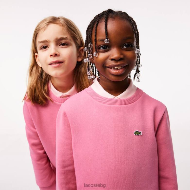 деца Lacoste розово фланелен суичър от органичен памук облекло XTV623051
