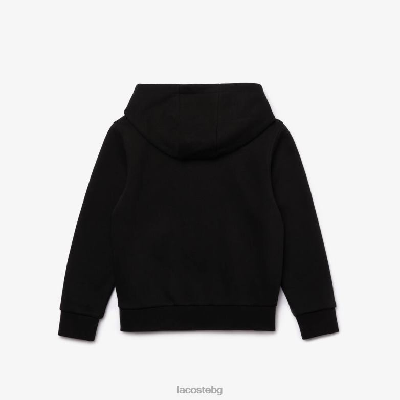 деца Lacoste черно/тъмно синьо спортен тенис суичър с цип от полар облекло XTV623260
