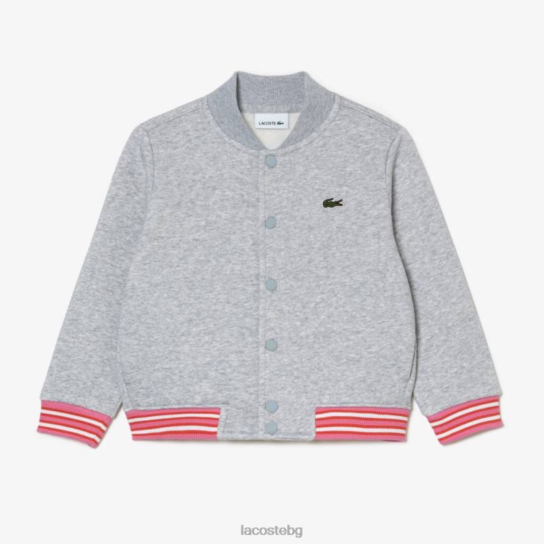 деца Lacoste сив chine поларен суичър с копчета облекло XTV623045