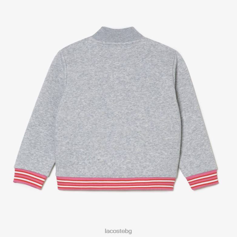 деца Lacoste сив chine поларен суичър с копчета облекло XTV623045