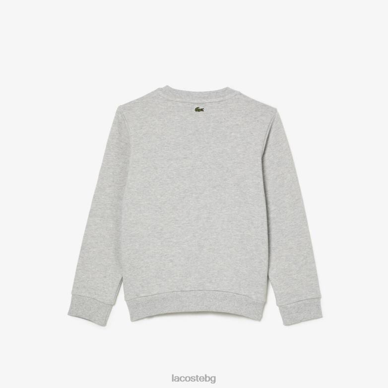 деца Lacoste сив chine суичър с контрастна марка colorblock облекло XTV623057
