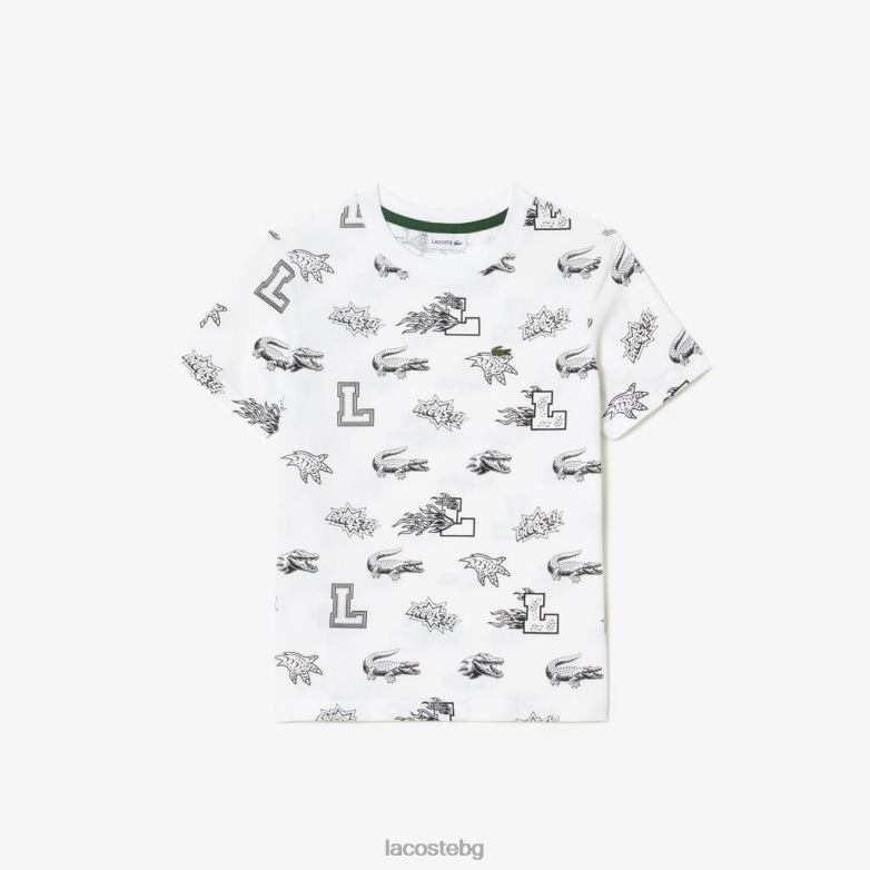 деца Lacoste бяло тениска от органичен памук по поръчка облекло XTV623136