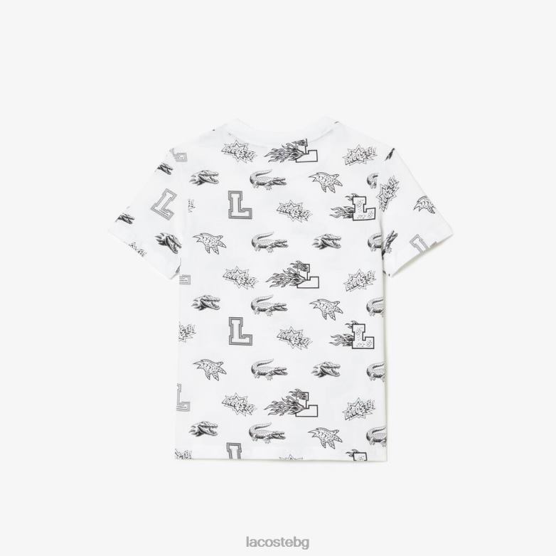 деца Lacoste бяло тениска от органичен памук по поръчка облекло XTV623136