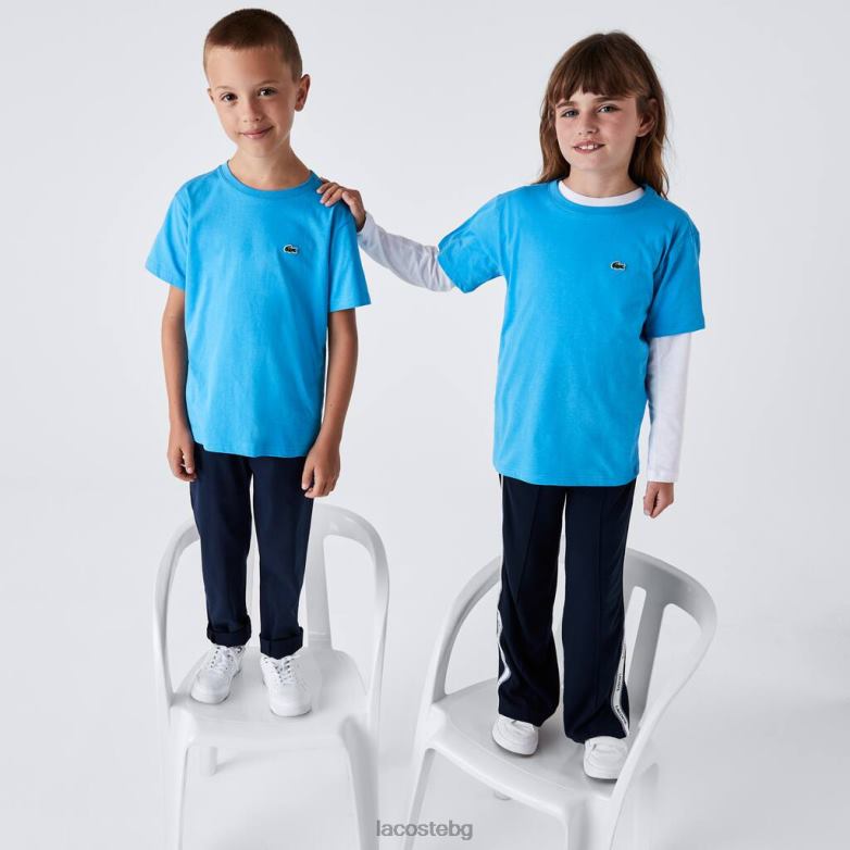 деца Lacoste син тениска от памучно трико с кръгла яка облекло XTV623166