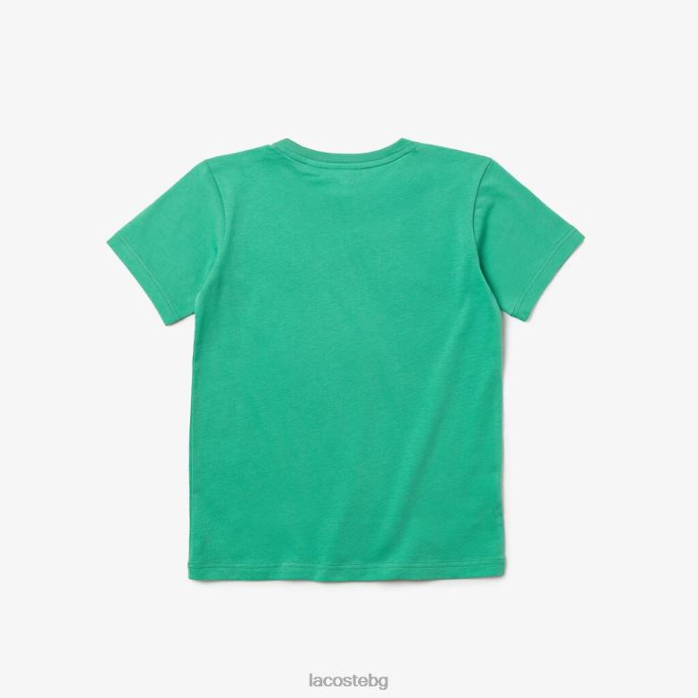 деца Lacoste зелено тениска от памучно трико с кръгла яка облекло XTV623167