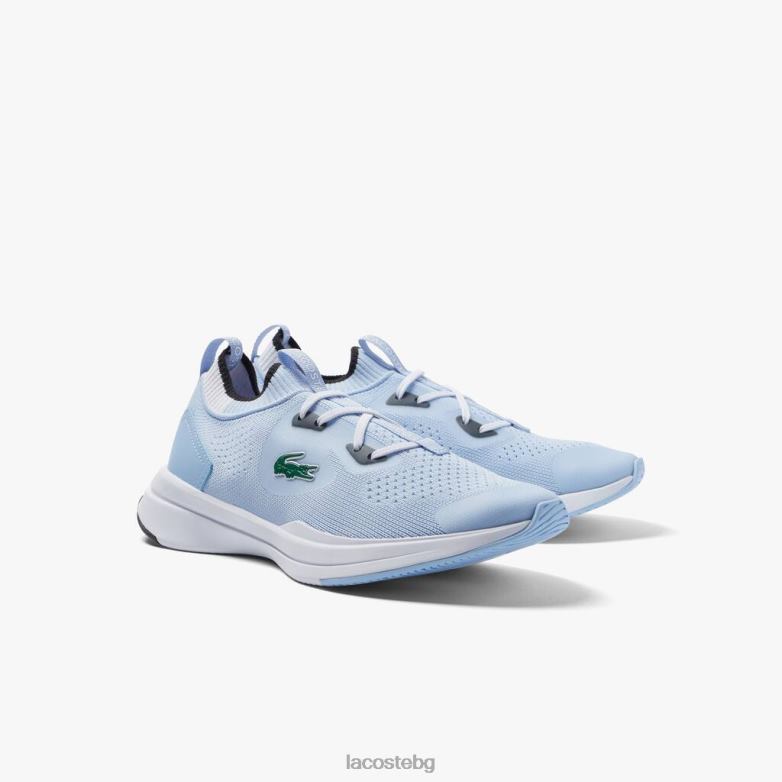 деца Lacoste светло синьо/бяло run spin плетени текстилни маратонки в контрастен цвят обувки XTV623329