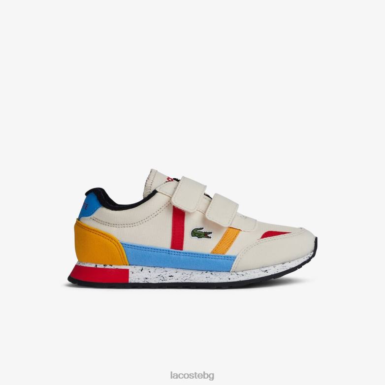 деца Lacoste мръсно бяло и жълто партньорски зимни синтетични външни обувки обувки XTV623306