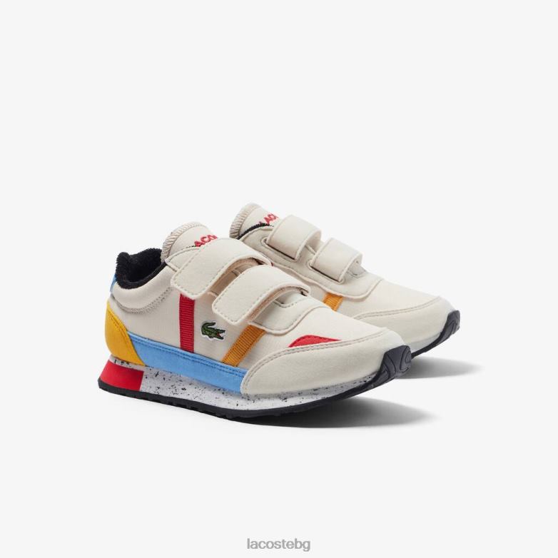 деца Lacoste мръсно бяло и жълто партньорски зимни синтетични външни обувки обувки XTV623306