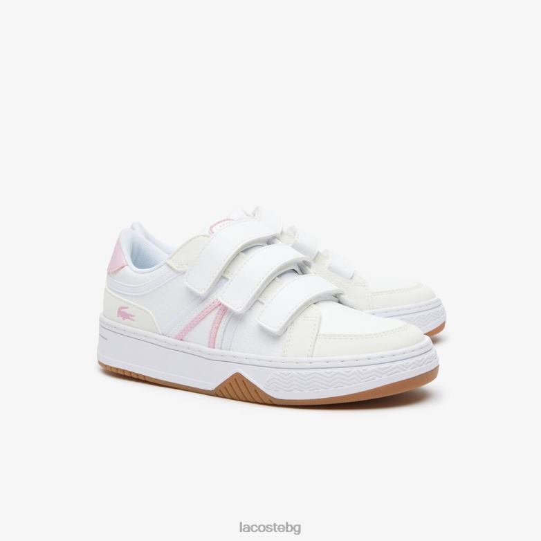 деца Lacoste бяло и розово l001 синтетични маратонки обувки XTV623258