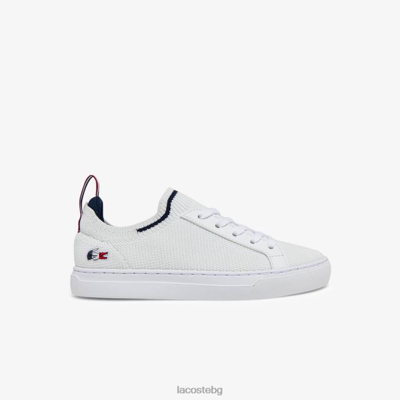деца Lacoste бяло, морско и червено текстилни трицветни кецове la piquee обувки XTV623304