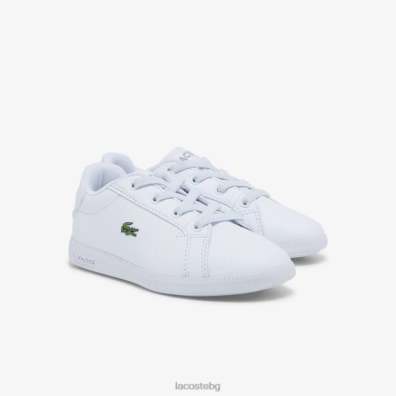 деца Lacoste бял черен абитуриентски кецове обувки XTV622991