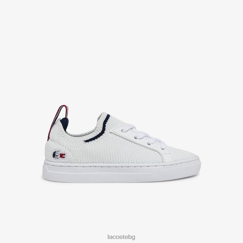 деца Lacoste бяло, морско и червено текстилни трицветни кецове la piquee обувки XTV622994