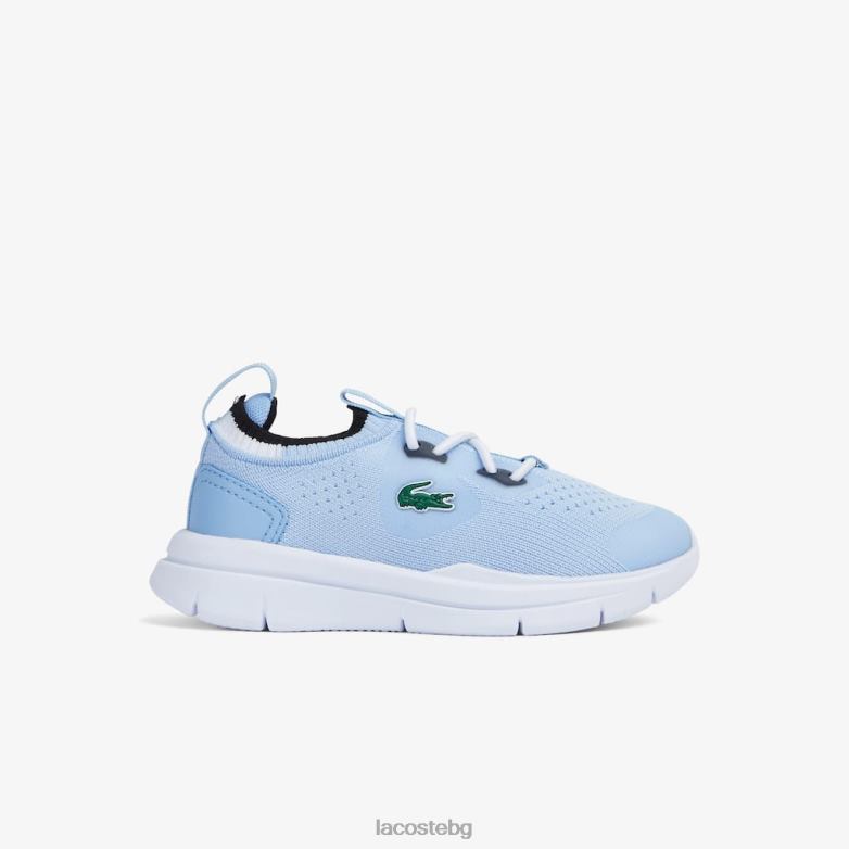 деца Lacoste светло синьо/бяло run spin плетени текстилни маратонки в контрастен цвят обувки XTV622980
