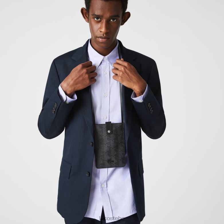 мъже Lacoste монограм ноар гри платнената чанта за смартфон със смесен монограм чанти и кожени изделия XTV622037