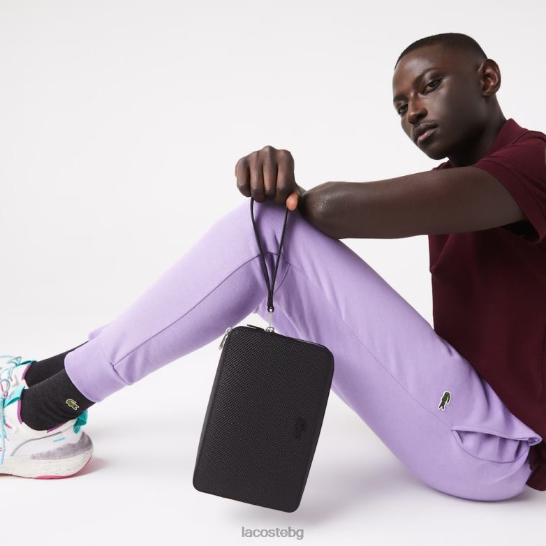 мъже Lacoste черен кожена чанта с цип chantaco pique чанти и кожени изделия XTV622009