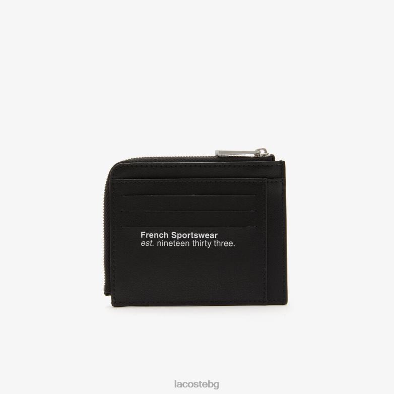 мъже Lacoste черен държач за карти с цип с контрастен надпис чанти и кожени изделия XTV622134