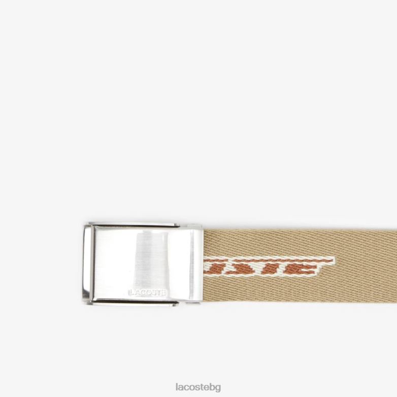 мъже Lacoste лъвски пекан фарин контрастен колан с принт на лого чанти и кожени изделия XTV621960