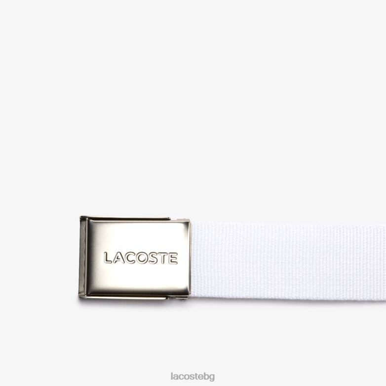 мъже Lacoste бяло тъкан колан с гравирана катарама чанти и кожени изделия XTV622083