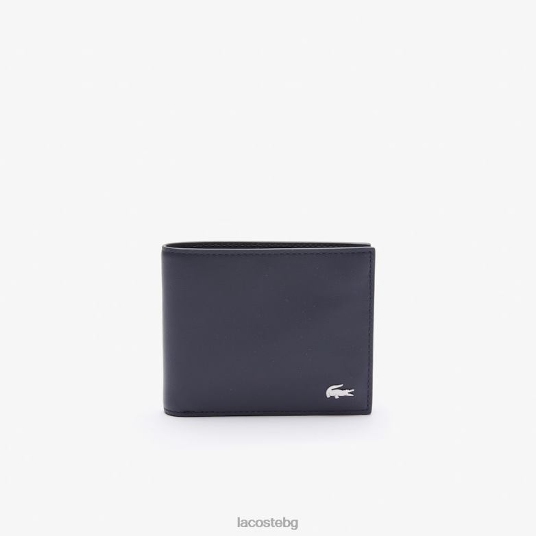 мъже Lacoste лилаво кожен портфейл Fitzgerald с шест карти чанти и кожени изделия XTV621954